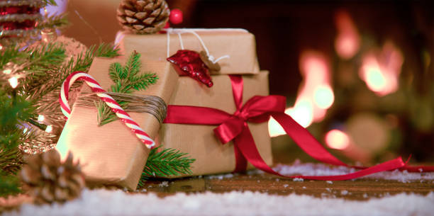istock Christmas Tree, Christmas Presents and Fireplace 1430110336