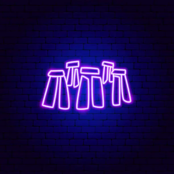 Vector illustration of Stonehenge Neon Sign