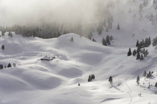 istock an alpine chalet covered with snow 1430112081