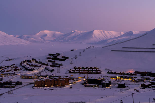 istock Longyearbyen seen from above at dusk on a cold winter day. 1430113032