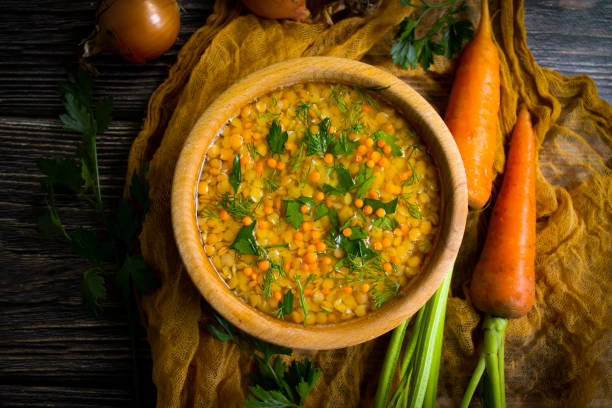 istock Lentil soup on a wooden background 1430118822