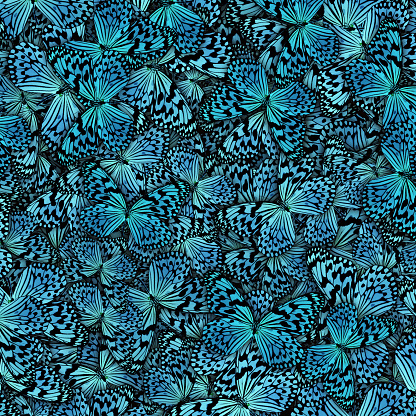Múltiple patrón de mariposa azul brillante photo