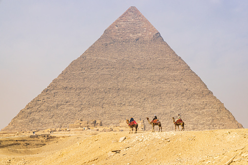 Bedouin with camel, pyramids on the background, Giza, Egypt.http://bhphoto.pl/IS/egypt_380.jpg