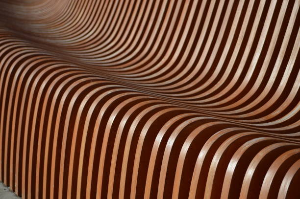 istock Wooden bench element, brown slats with a rounded edge. Abstract background. 1430124691