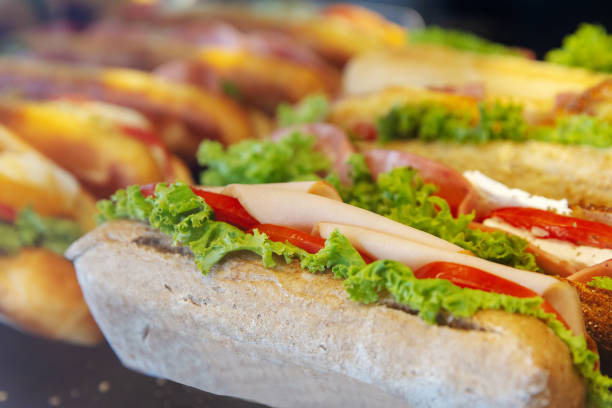 istock Sandwich(bun)  of Whole grain bun with cheese, herbs and tomatoes 1430124892
