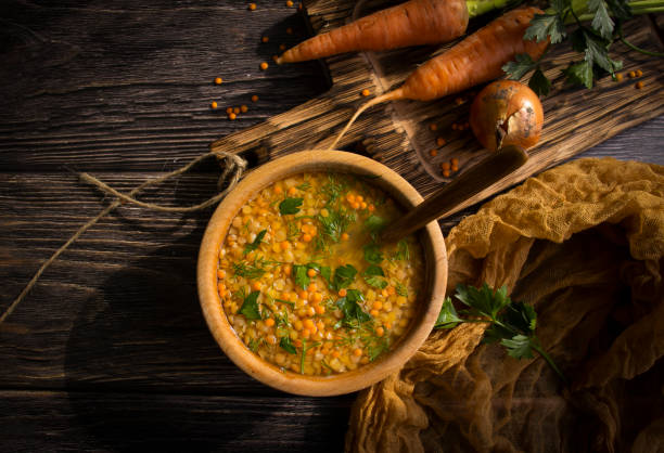 istock Lentil soup on a wooden background 1430125374