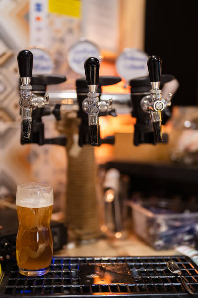 istock Close up beer taps background in the restaurant 1430129511