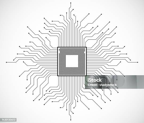 Cpu Microprocessor Microchip Circuit Board Stock Illustration ...