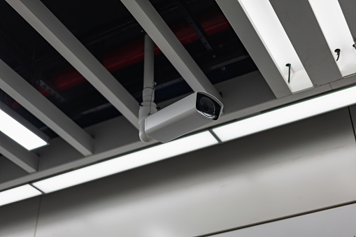 Subway station ceiling surveillance camera