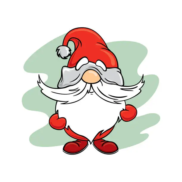 Vector illustration of Santa Claus standing. Vector illustration.