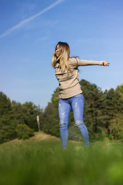 istock Happy jump in nature 1430139914
