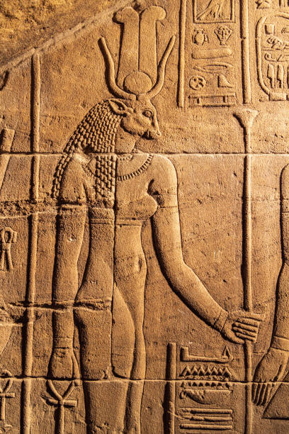 Carved mural at the Philae Temple, a UNESCO World Heritage Site. Agilkia Island, Aswan, Egypt. February 24, 2022. Carved mural at the Philae Temple, a UNESCO World Heritage Site. temple of philae stock pictures, royalty-free photos & images