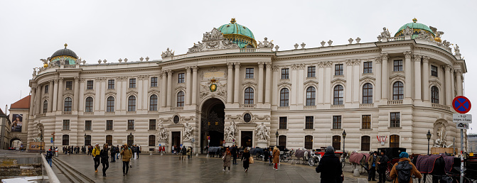 Vienna, Austria - November 13, 2021: St Michael Wing of Hofburg Palace in Vienna, Austria.
