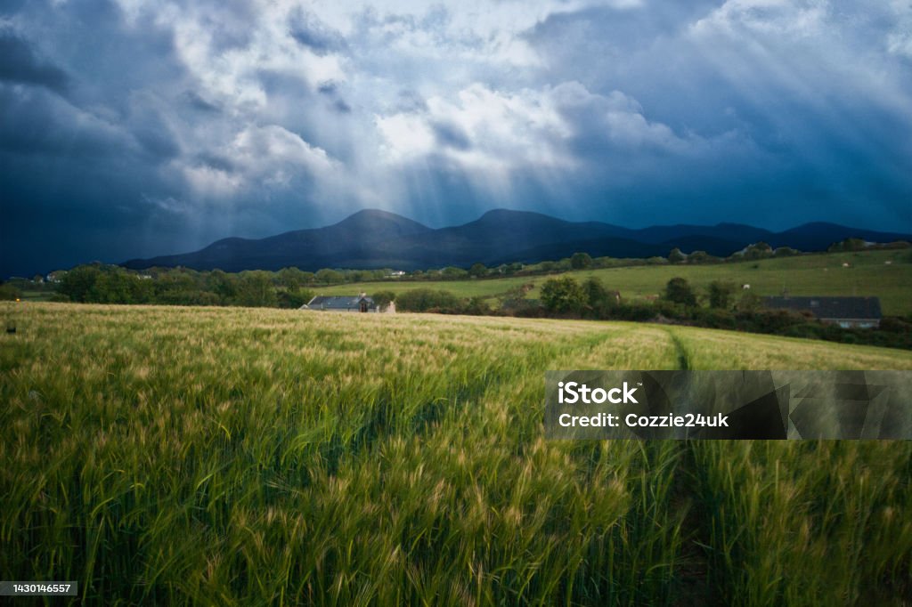 Light over The Mourne Mountains Light over The Mourne Mountains, County Down, Northern Ireland County Down Stock Photo