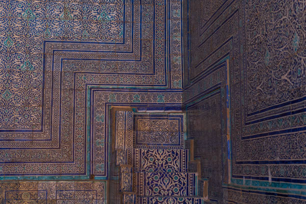 istock Blue-tiled madrassa in Khiva old town. 1430147119