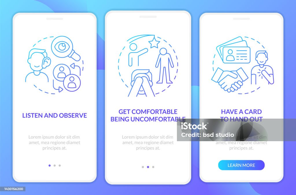 Introvert Apps Communication Tips For Introverts Blue Gradient Onboarding Mobile App ...
