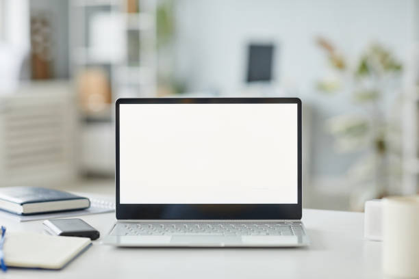 istock Laptop Mock Up At Workplace in Office 1430161927