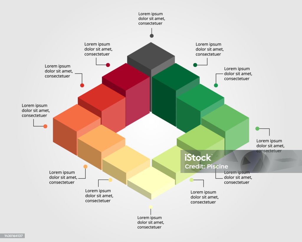 Square Chart Template For Infographic For Presentation For 12 Element