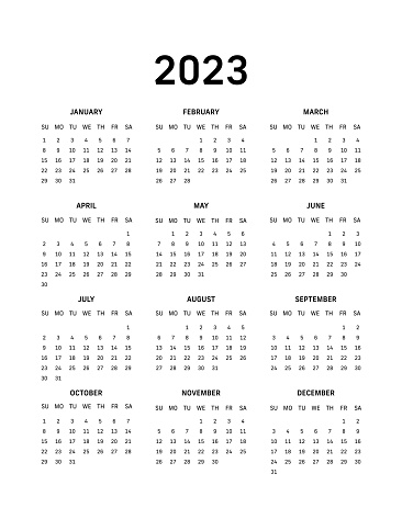 Vertical 2023 Calendar Sunday Start - White Background