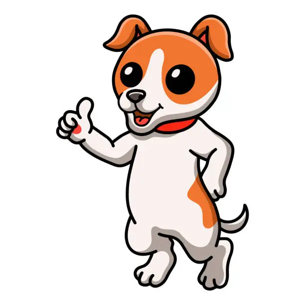 Vector illustration of Cute jack russel dog cartoon giving thumb up