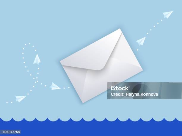 Flying Envelop Vector Illustration Of White Flying Envelope With Direction Indicated ...