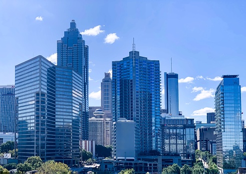 Downtown Atlanta Skyline with a blue sunny sky