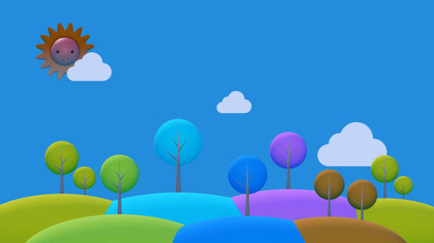istock Cartoon rice terrace hill 1430179639
