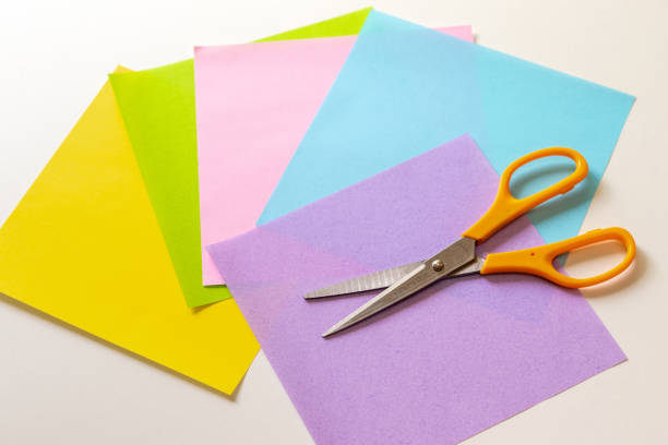 Colorful Japanese origami and scissors
