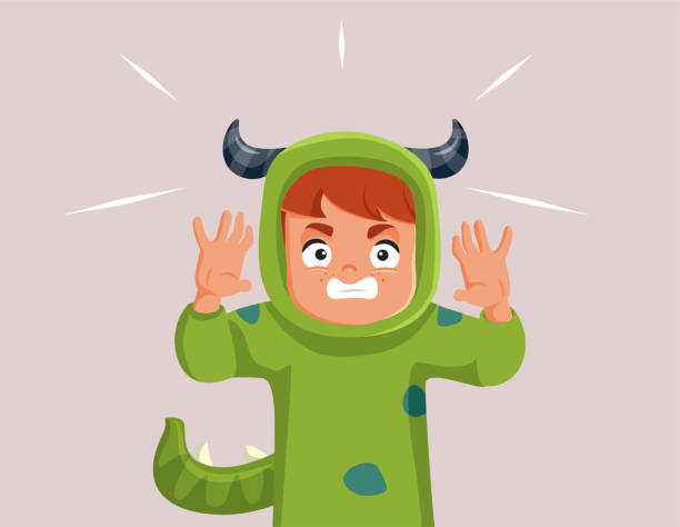istock Little Boy Wearing a Monster Costume for Halloween Vector Cartoon 1430181742