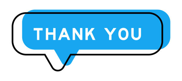 istock Speech banner and blue shade with word thank you on white background 1430182417