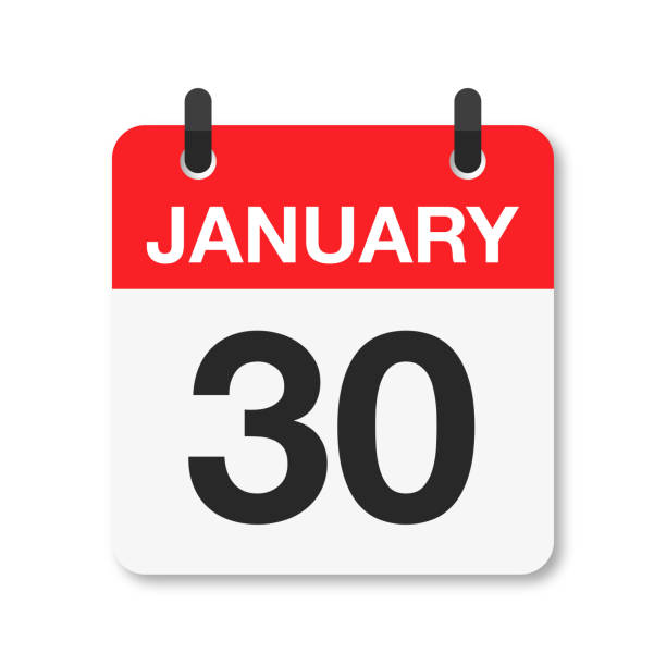 January 30 - Daily Calendar Icon - White Background Daily Calendar Icon, 2022, 2023, 2024, 2025 2024 30 stock illustrations