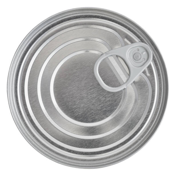 istock Tin Can Lid, Food Preserve Ringpull Canister Sealed Top Flat Lay, Large Detailed Isolated Macro Closeup 1430184633