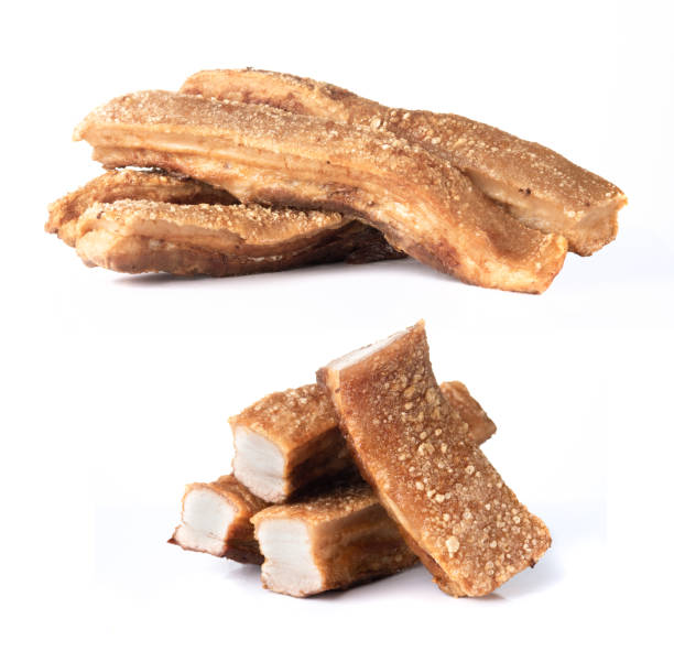 istock Slide pork belly or streaky pork on white background,deep fried pork 1430194373