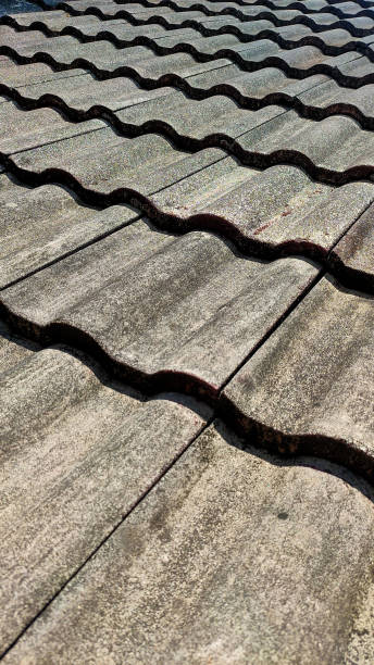 istock Old stone roof tiles texture. 1430196346