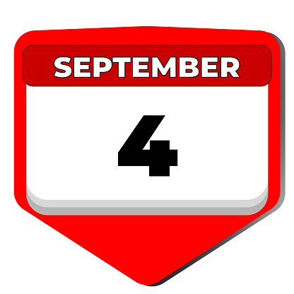 4 September vector icon calendar day. 4 date of September. Fourth day of September. 4th date number. 4 day calendar. Four date. World Sexual health day, National Wildlife