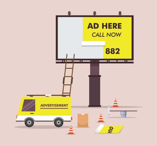광고판 광고 설치 2d 플랫 벡터 - the media information medium marketing commercial sign stock illustrations