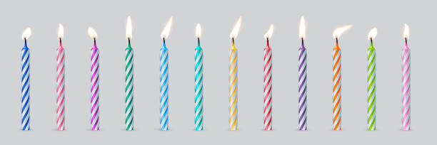 istock 3d realistic colorful candles for birthday cake, holiday candles with burning flames 1430207597