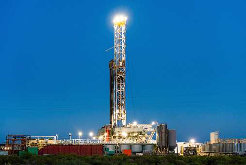 Drilling Rig Platform at dusk in New Mexico - USA