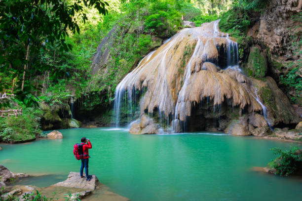 koh luang waterfall. - thailand heaven tropical rainforest forest imagens e fotografias de stock