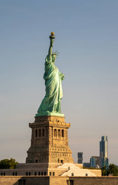 istock Statue of Liberty view from the Hudson and overlooking lower Manhattan 1430224071