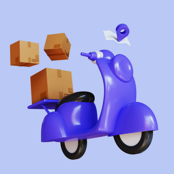istock 3d render of online delivery service, courier fast response delivery, package shipping on mobile with purple scooter, earn gifts from online shopping, Isolated on purple background 1430230247