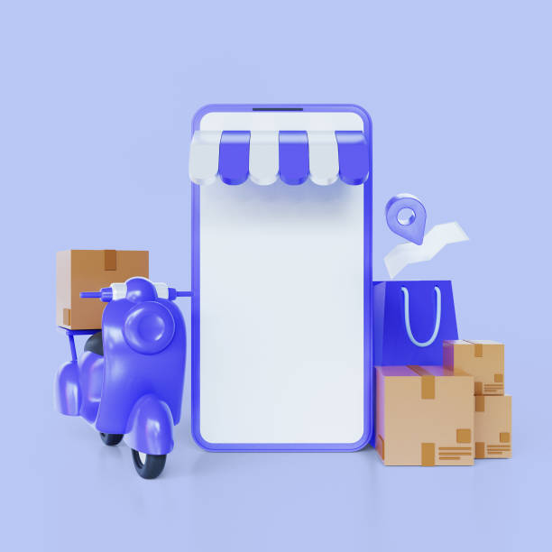 istock 3d render of online delivery service, courier fast response delivery, package shipping on mobile with purple scooter, earn gifts from online shopping, Isolated on purple background 1430230249