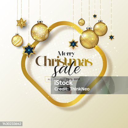 istock Merry Christmas mega sale golden banner template 1430233642