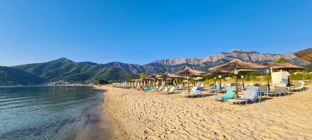 istock Panorama with the Golden Beach (Skala Potamia) during a sunny summer morning. 1430243474
