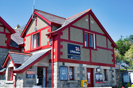Criccieth, UK- July 13, 2022: The RNLI Lifeboat Station in the village of Criccieth in North Wales