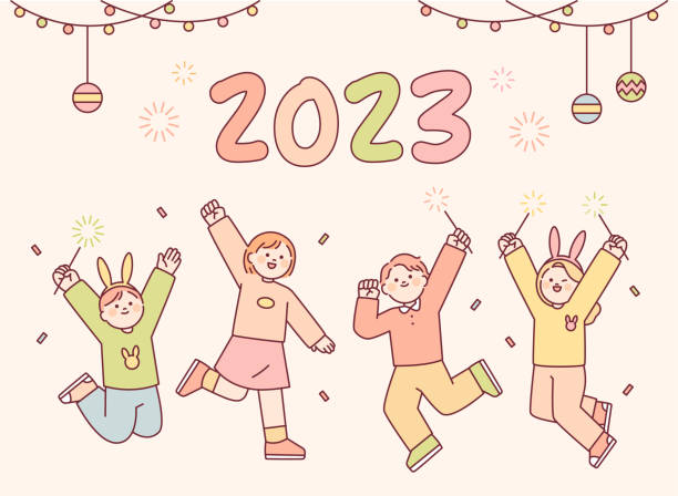 2023 Happy new year vector art illustration