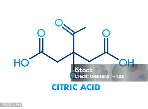 istock Citric acid concept chemical formula icon label, text font vector illustration 1430244349