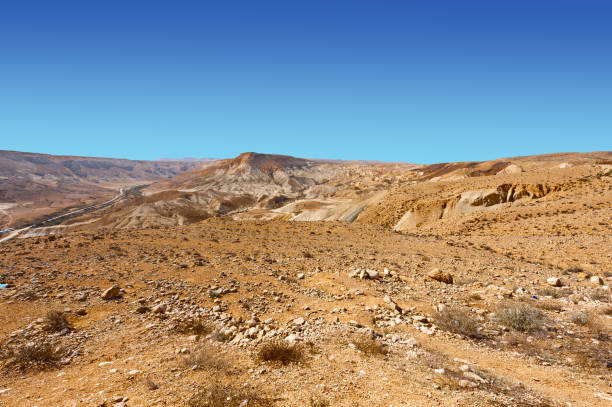 Rocky hills of the Negev Desert in Israel. Breathtaking landscape of the desert rock formations in the Southern Israel Desert.
