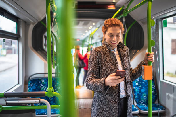 istock Attractive Businesswoman Using Public Transport 1430253767