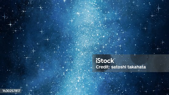 istock Hand-painted watercolor starry sky, background material, texture 1430257817